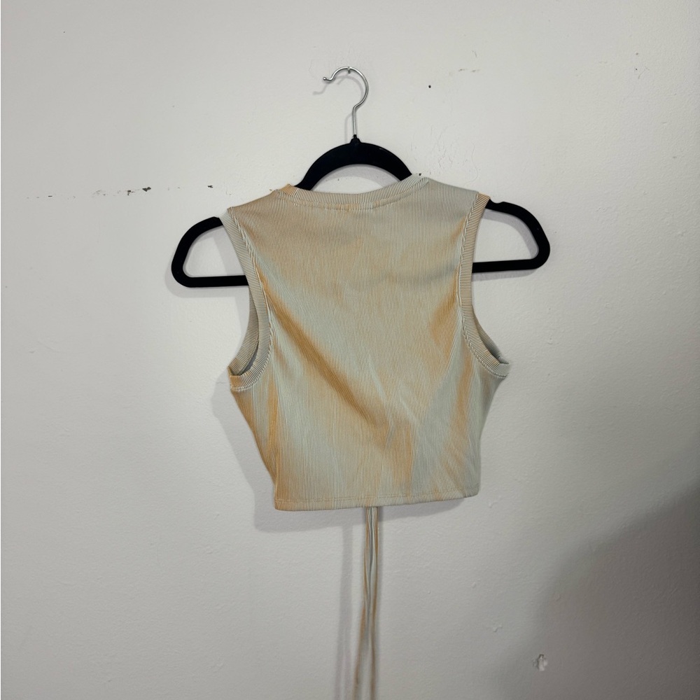 Nylora Women's Tan and Cream Crop Top - Picture 4 of 5